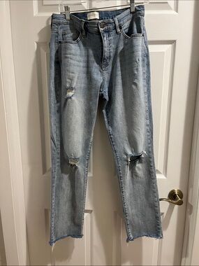 OLIVER LOGAN Crosby distressed straight leg jeans